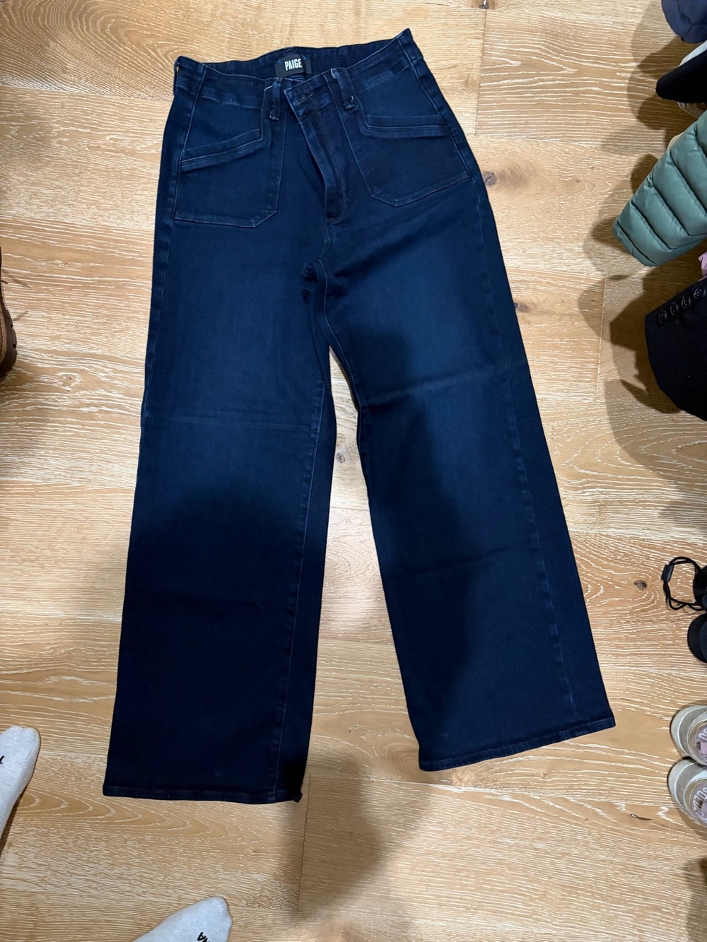 PAIGE Indigo Wide Leg Utility Jeans